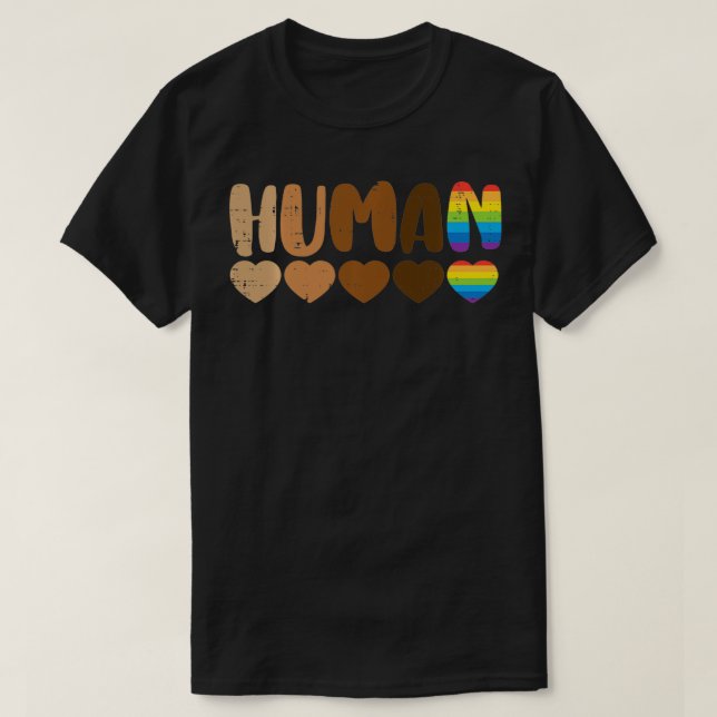 Human Melanin Rainbow LGBT Black History Pride Equ T-Shirt (Design Front)