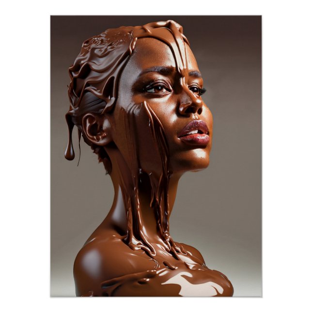 Human melted chocolate sculpture poster. poster (Front)