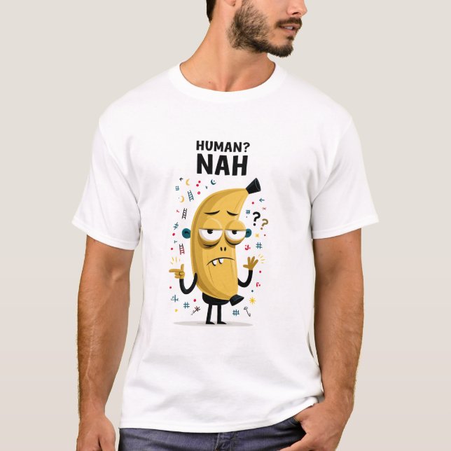 Human Nah Funny Yellow Alien Character Gift T-Shirt (Front)