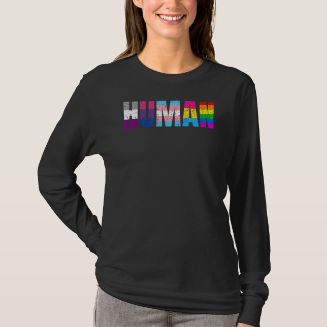 Human Pansexual Transgender Queer Lgbtq+ Love Equa T-Shirt (Front)
