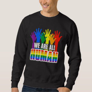 Human Pride Month Rainbow LGBT Flag Lesbian Trans  Sweatshirt