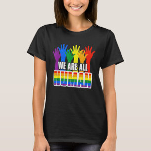 Human Pride Month Rainbow LGBT Flag Lesbian Trans T-Shirt