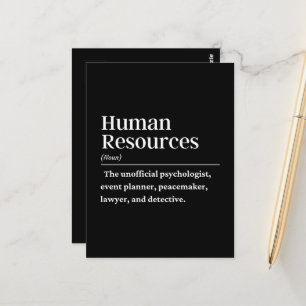 Human resources definition postcard