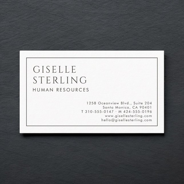 Human Resources Luxury Minimalist Black White Business Card (Creator Uploaded)