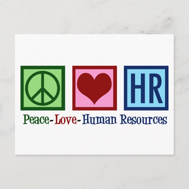 Human Resources Peace Love HR Postcard (Front)