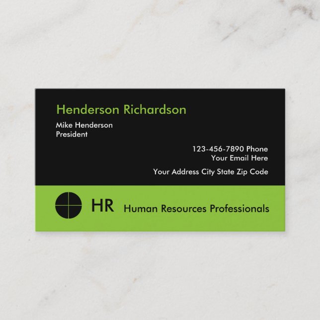Human Resources Professionals Business Card (Front)