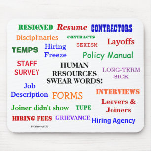 Human Resources Swear Words HR Manager Pet Peeves Mouse Pad