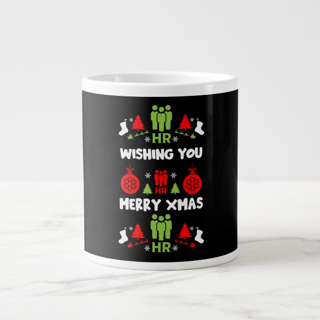Human Resources Ugly Santa Xmas Gifts Large Coffee Mug (Front)