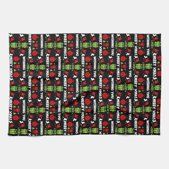 Human Resources Ugly Santa Xmas Gifts Tea Towel (Horizontal)