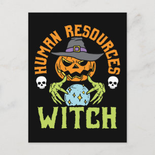 Human Resources Witch HR Halloween Postcard