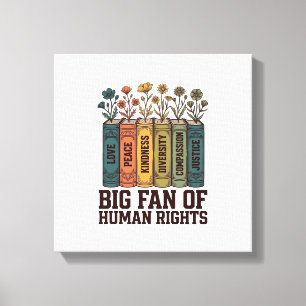 Human Rights Book Flowers Vintage Vector Design_1 Canvas Print