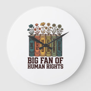 Human Rights Book Flowers Vintage Vector Design_1 Large Clock