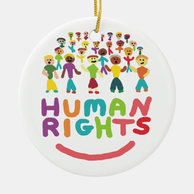 Human Rights Ceramic Tree Decoration (Front)