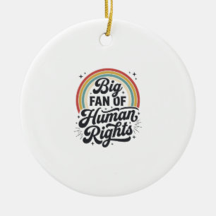 Human Rights Retro Rainbow Vector T-Shirt Design_1 Ceramic Tree Decoration
