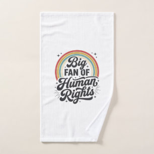 Human Rights Retro Rainbow Vector T-Shirt Design_1 Hand Towel