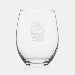 Human Rights Retro Rainbow Vector T-Shirt Design_1 Stemless Wine Glass