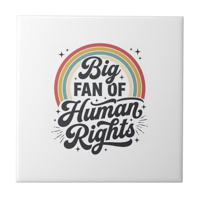 Human Rights Retro Rainbow Vector T-Shirt Design_1 Tile (Front)