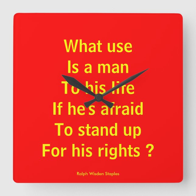 Human rights square wall clock (Front)
