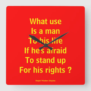 Human rights square wall clock