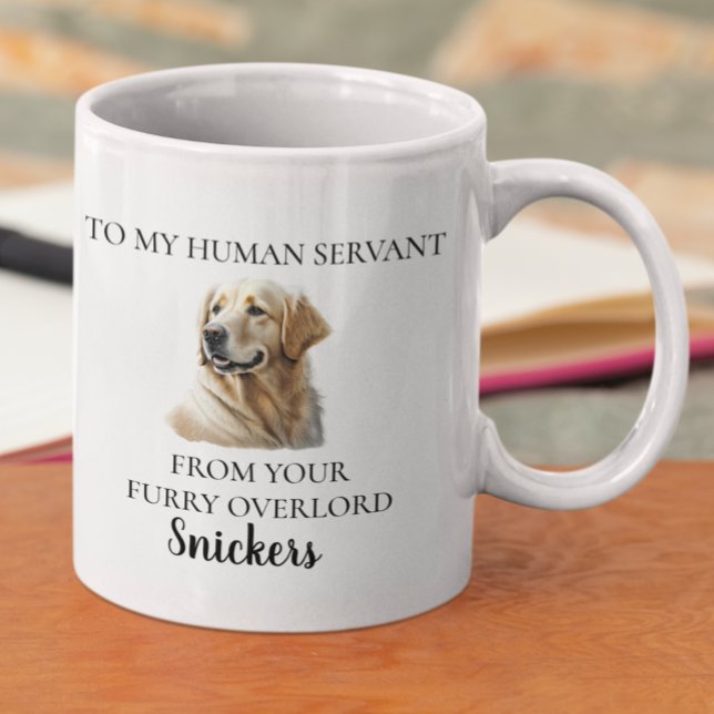 Human Servant Funny Golden Retriever Watercolor Coffee Mug (Creator Uploaded)