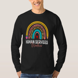 Human Services Worker Leopard Rainbow Healthcare D T-Shirt