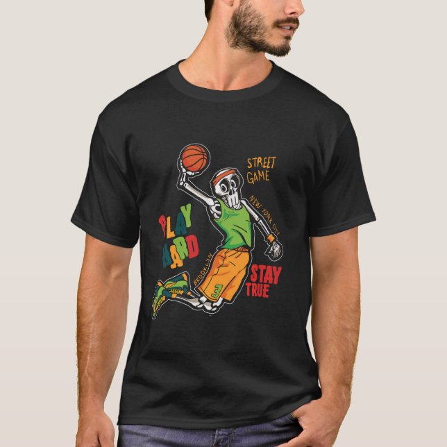 Human Skeleton Drinking Coffee Funny Halloween Sku T-Shirt (Front)