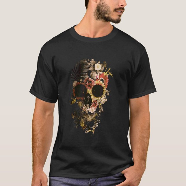 Human Skeleton Head Grave Yard Garden T-Shirt (Front)