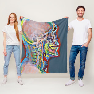 Human Skeleton Skull Abstract Anatomy Art  Fleece Blanket