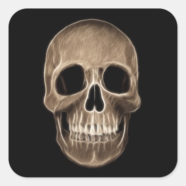 Human Skull Halloween X-Ray Skeleton Square Sticker (Front)