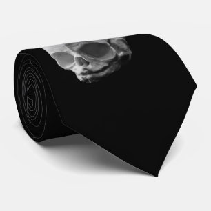 Human Skull Macabre Silky Black Necktie