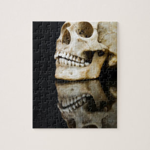 Human skull with mirror image isolated on black jigsaw puzzle