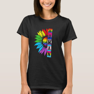 Human Sunflower Lgbt Flag Gay Pride Month Proud Lg T-Shirt