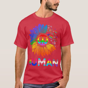 Human Sunflower Rainbow LGBT Flag Gay Pride Proud T-Shirt