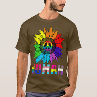 Human Sunflower Rainbow LGBT Flag Gay Pride Proud  T-Shirt