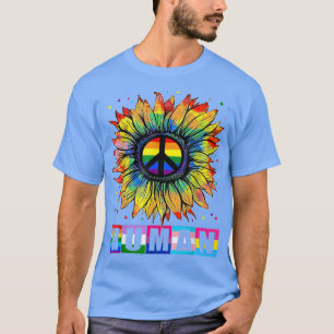 Human Sunflower Rainbow LGBT Flag Gay Pride Proud  T-Shirt