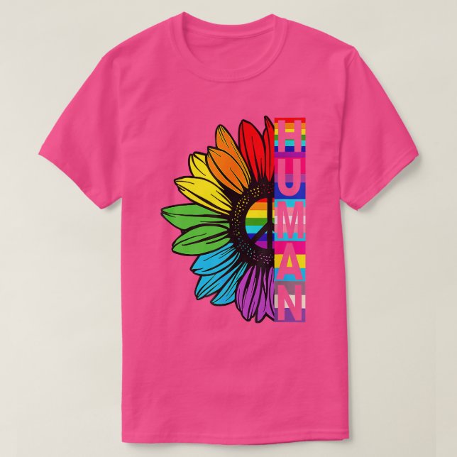 Human Sunflower Rainbow Premium  T-Shirt (Design Front)