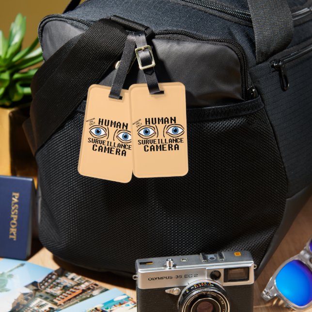 Human Surveillance Camera Dry Humour  Luggage Tag (Front & Back)
