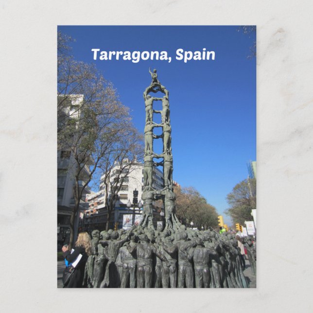 Human tower statue, Spain Postcard (Front)
