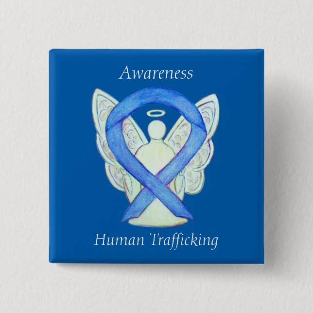 Human Trafficking Awareness Angel Ribbon Pin (Front)