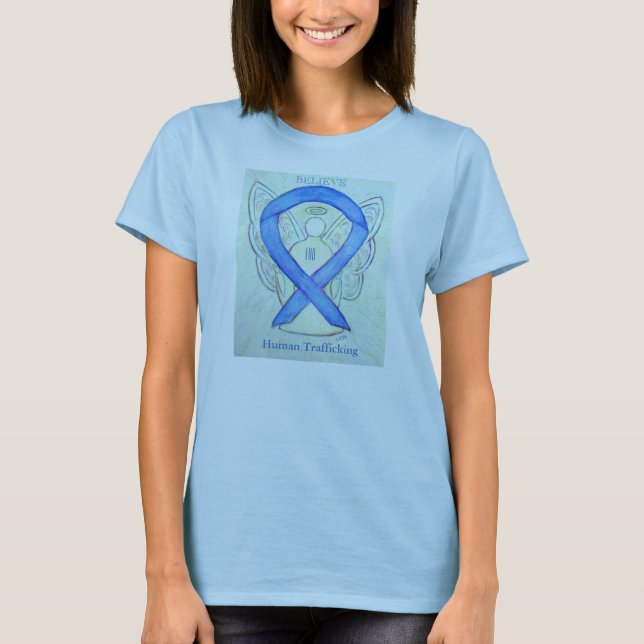Human Trafficking Awareness Ribbon Angel Shirt (Front)