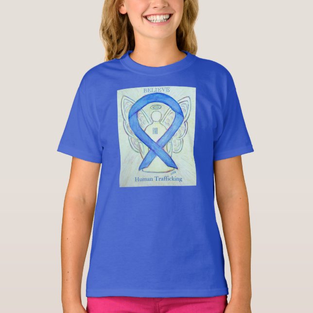 Human Trafficking Awareness Ribbon Angel Shirt (Front)