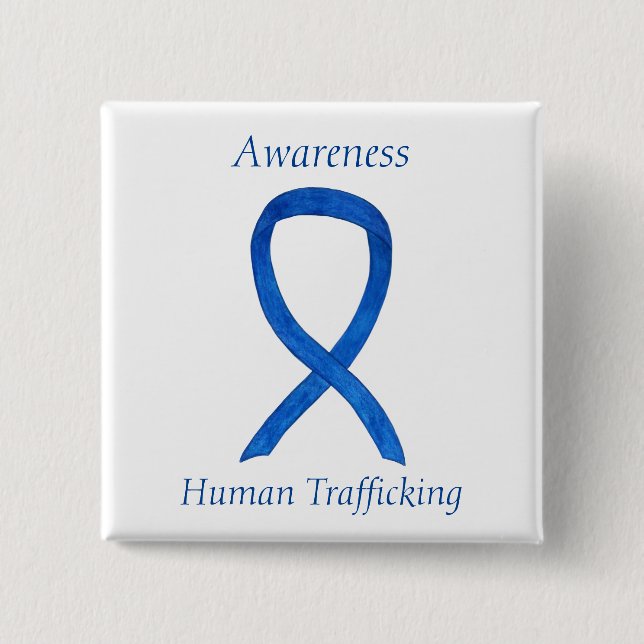 Human Trafficking Awareness Ribbon Custom Pin (Front)