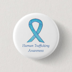 Human Trafficking Awareness Ribbon Custom Pin