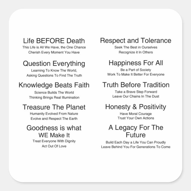 Humandments Square Sticker (Front)