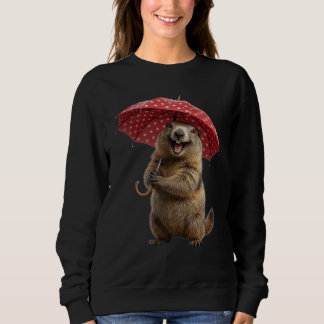 Humanised Marmot Red Polka Dot Umbrella Sweatshirt
