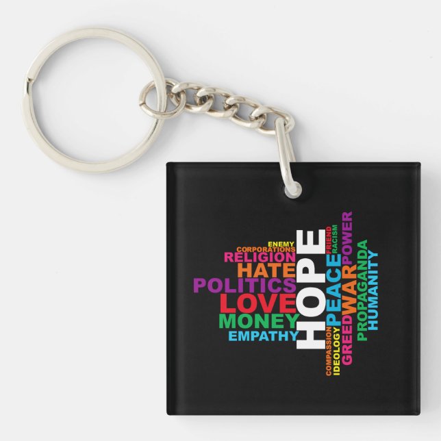 Humanity Word Cloud Key Ring (Front)
