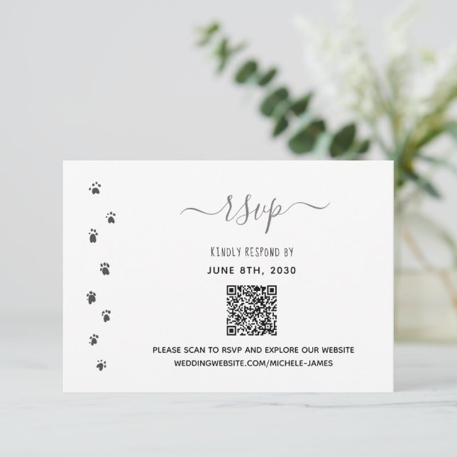 Humans Getting Married Pet Wedding QR Code RSVP Card (Standing Front)