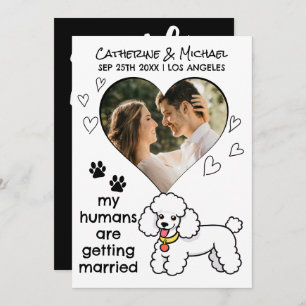 Humans Getting Married Poodle Dog Lover Hand Drawn Save The Date