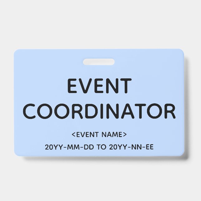 Humble "EVENT COORDINATOR" Badge ID Badge (Front)
