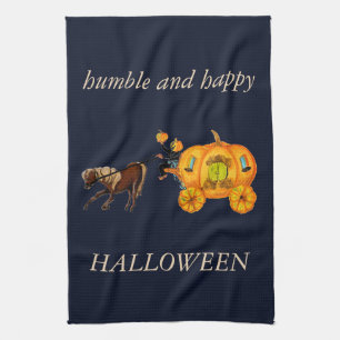 Humble & Happy Halloween Horse Pumpkin Carriage Tea Towel